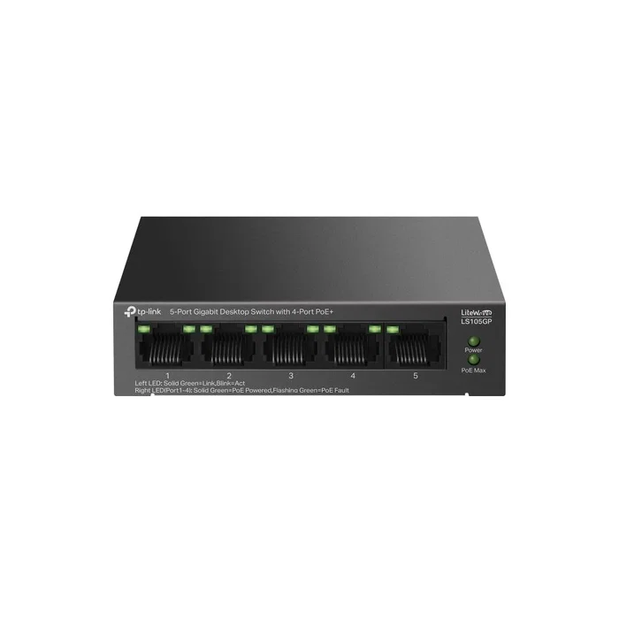 TP-Link LiteWave LS105GP Switch Gigabit Ethernet No Administrado con PoE, Negro TP-Link LiteWave LS105GP Switch Gigabit Ethernet No Administrado con PoE, Negro