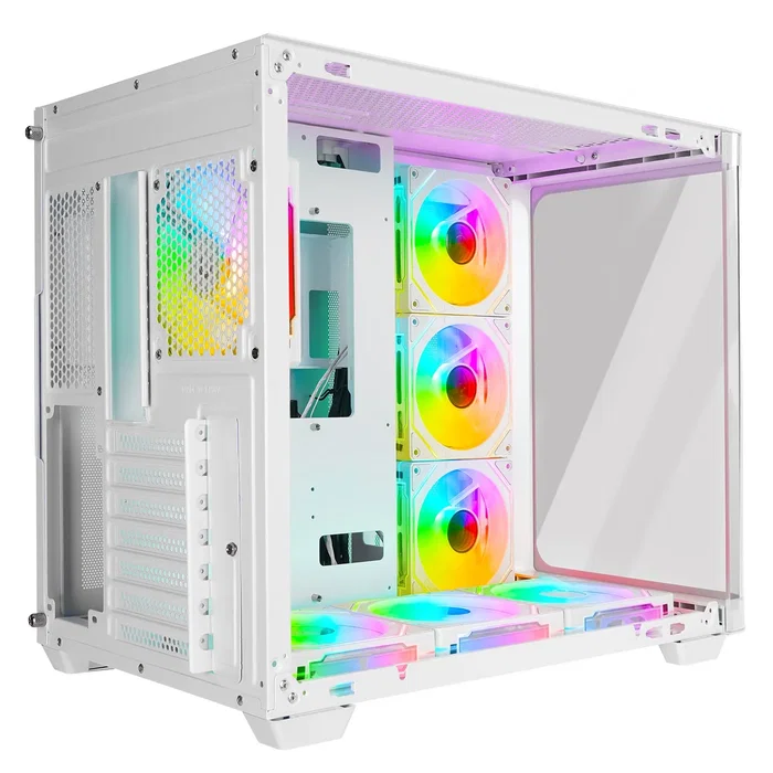 Rampage Loopy Caja PC Acuario 7 Ventiladores ARGB Infinity HUB Blanco