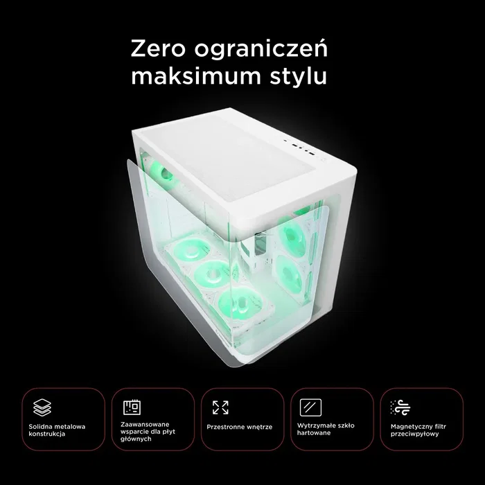 Rampage Loopy Caja PC Acuario 7 Ventiladores ARGB Infinity HUB Blanco
