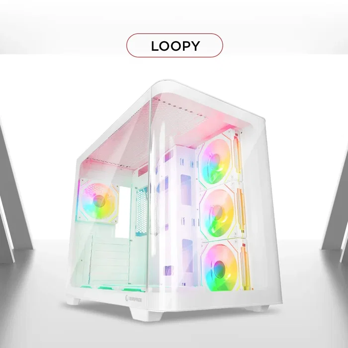 Rampage Loopy Caja PC Acuario 7 Ventiladores ARGB Infinity HUB Blanco