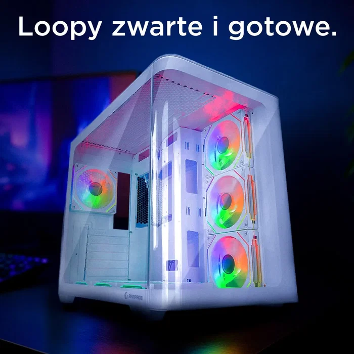 Rampage Loopy Caja PC Acuario 7 Ventiladores ARGB Infinity HUB Blanco
