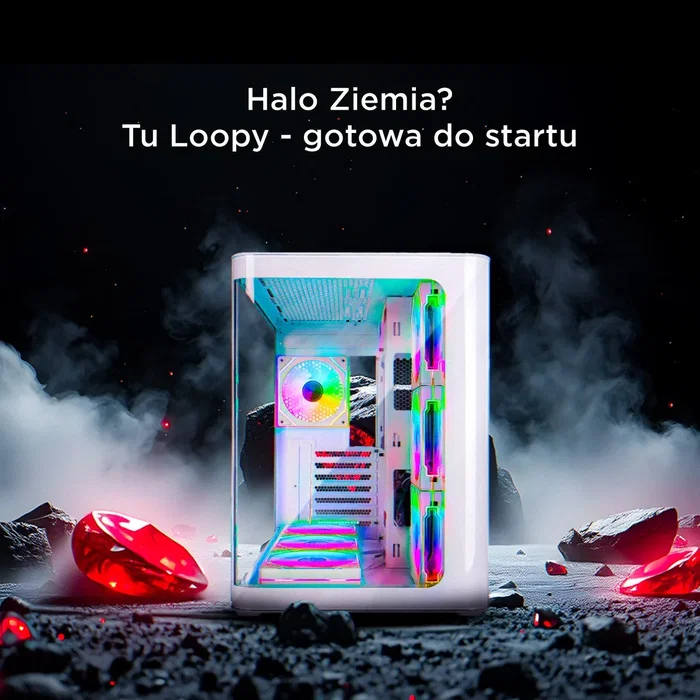 Rampage Loopy Caja PC Acuario 7 Ventiladores ARGB Infinity HUB Blanco
