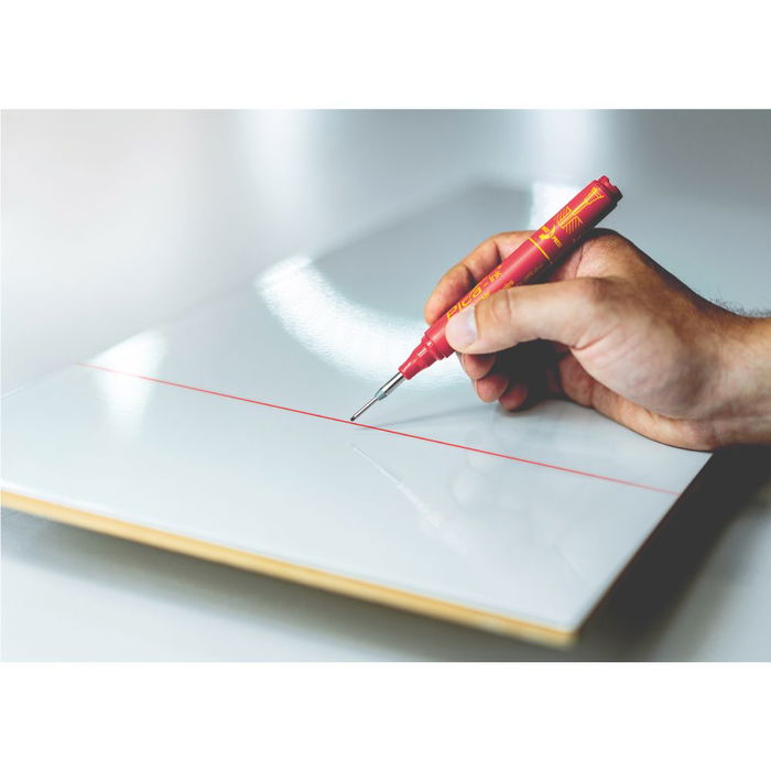 Pica Marcador Permanente Tinta Agujeros Profundos Rojo para Superficies Secas con Punta Telescópica Pica Marcador Permanente Tinta Agujeros Profundos Rojo para Superficies Secas con Punta Telescópica