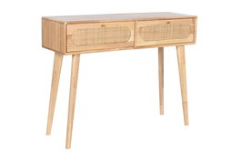 DKD Home Decor Consola Natural 30 x 78 x 100 cm Rubberwood Ratan Metal