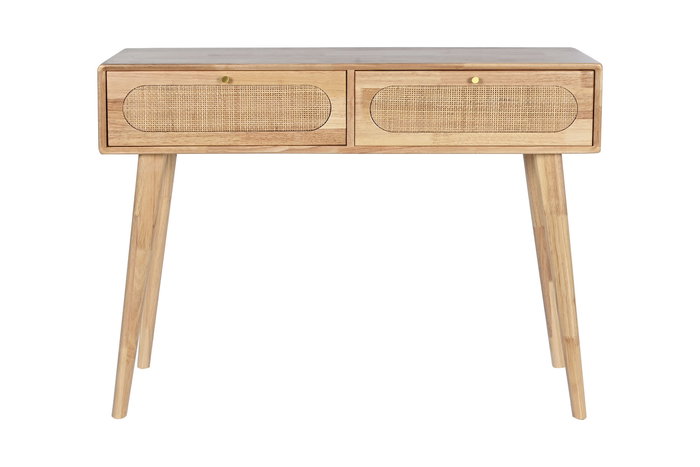 DKD Home Decor Consola Natural 30 x 78 x 100 cm Rubberwood Ratan Metal
