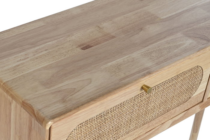 DKD Home Decor Consola Natural 30 x 78 x 100 cm Rubberwood Ratan Metal
