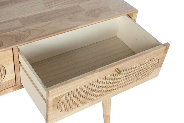 DKD Home Decor Consola Natural 30 x 78 x 100 cm Rubberwood Ratan Metal