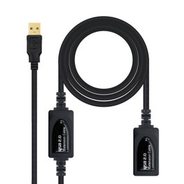 Nanocable 10.01.0213 Cable Prolongador USB 2.0 Macho a Hembra 15m Negro