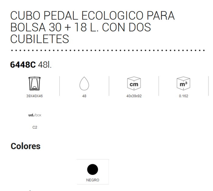 PLASTIKEN Cubo Pedal Nature Negro 30L+18L