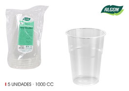 Algon Set de 5 Vasos Litrona de 11x15.5x11 cm (24 Unidades)