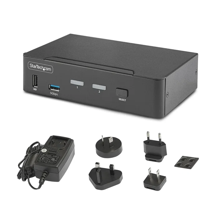 StarTech.com KVM Switch DisplayPort 1.4 de 2 Puertos - 8K 60Hz / 4K 144Hz - 2x USB 3.0, 4x USB 2.0 - 2-Port 8K KVM-Switch