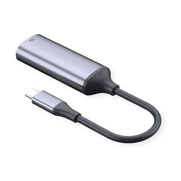 VALUE 12.99.1128 Adaptador USB-C a Ethernet RJ45 5 Gbit/s, Negro y Plata, 27 x 77 x 16 mm