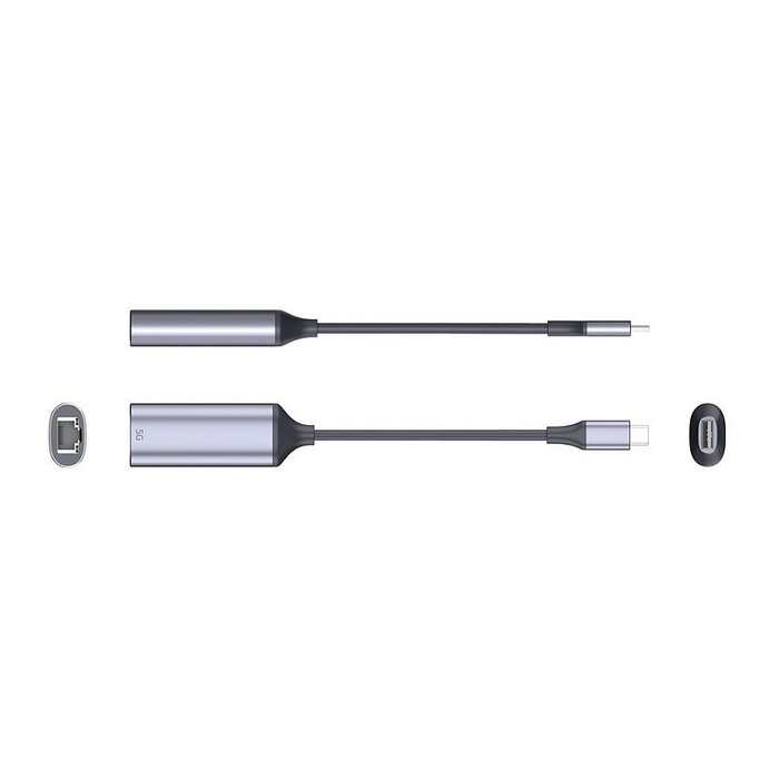 VALUE 12.99.1128 Adaptador USB-C a Ethernet RJ45 5 Gbit/s, Negro y Plata, 27 x 77 x 16 mm