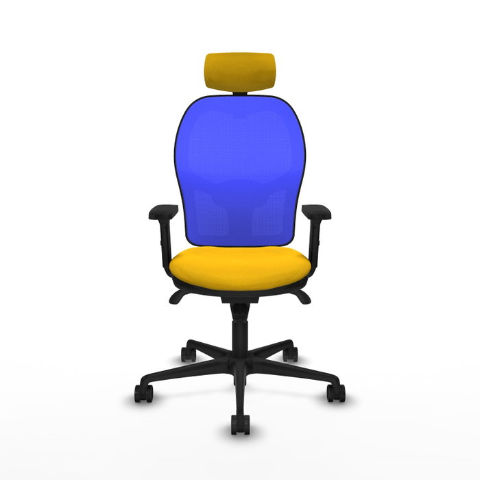 PIQUERAS Y CRESPO Silla de oficina Jorquera con mecanismo Sincro, Tela Amarilla y Malla Azul PIQUERAS Y CRESPO Silla de oficina Jorquera con mecanismo Sincro, Tela Amarilla y Malla Azul