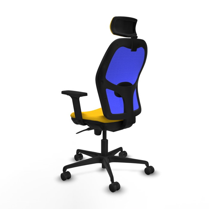 PIQUERAS Y CRESPO Silla de oficina Jorquera con mecanismo Sincro, Tela Amarilla y Malla Azul PIQUERAS Y CRESPO Silla de oficina Jorquera con mecanismo Sincro, Tela Amarilla y Malla Azul