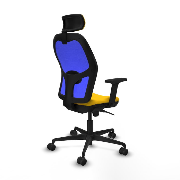 PIQUERAS Y CRESPO Silla de oficina Jorquera con mecanismo Sincro, Tela Amarilla y Malla Azul PIQUERAS Y CRESPO Silla de oficina Jorquera con mecanismo Sincro, Tela Amarilla y Malla Azul
