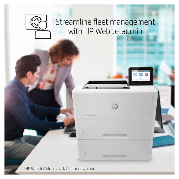 HP Impresora LaserJet Enterprise M507x, Láser, A4, 43 ppm, WiFi, Ethernet, Duplex Automático, 1200x1200 DPI, 512 MB, Pantalla Táctil 4.3"