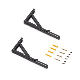 Emuca Juego de soportes plegables para estante, longitud 303mm, Acero, Pintado negro