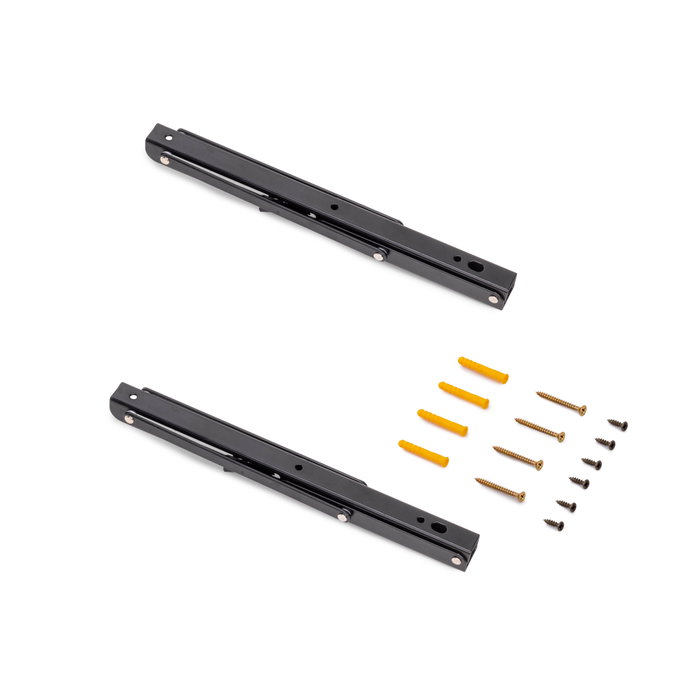 Emuca Juego de soportes plegables para estante, longitud 303mm, Acero, Pintado negro