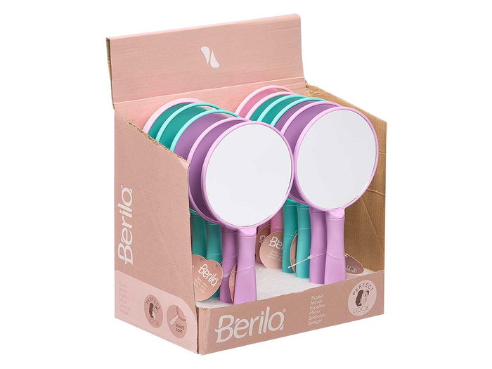BERILO Espejo de Mano Surtido de 3 Colores (24 Unidades) en Morado, Rosa y Verde BERILO Espejo de Mano Surtido de 3 Colores (24 Unidades) en Morado, Rosa y Verde