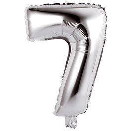Party Time Globo Cifra 7 Plata para Fiesta, Altura 35 cm