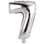 Party Time Globo Cifra 7 Plata para Fiesta, Altura 35 cm