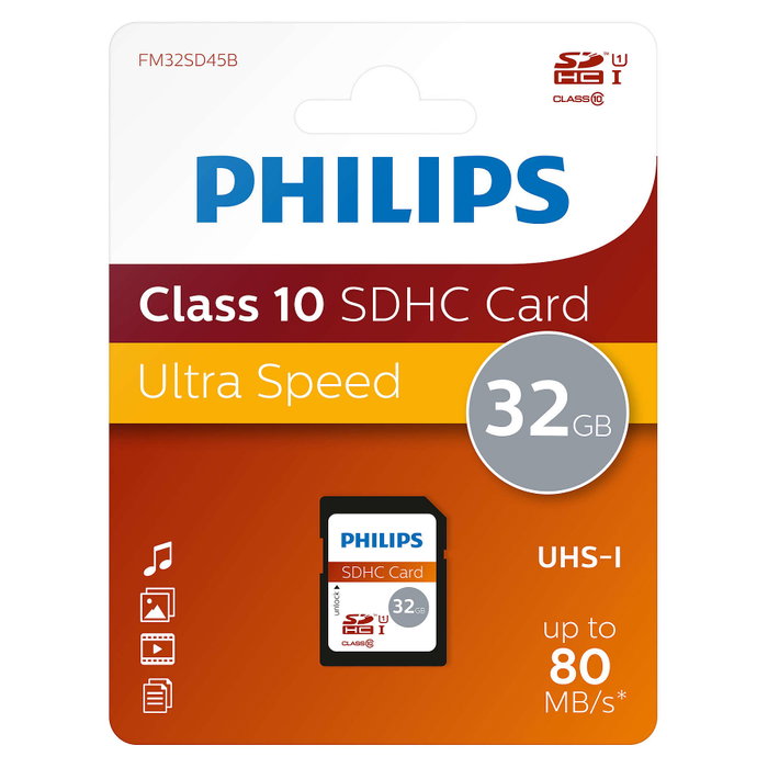 Philips Tarjeta SDHC de 32GB Clase 10 UHS-I U1 Philips Tarjeta SDHC de 32GB Clase 10 UHS-I U1