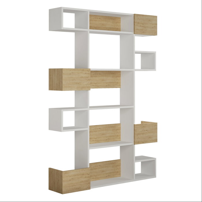 Hanah Home Estantería Niho - Blanco, Roble, 120x171x27 cm