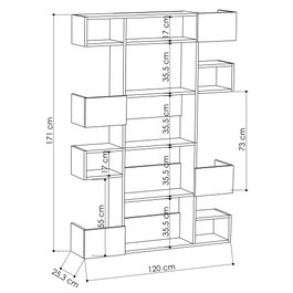 Hanah Home Estantería Niho - Blanco, Roble, 120x171x27 cm