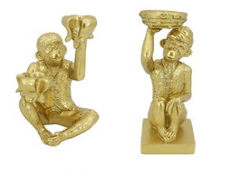 DKD Home Decor Portavelas de Resina Dorado Surtido de 2