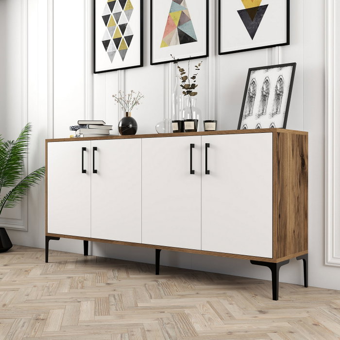 Hanah Home Kiev 160 Consola Industrial Nogal y Blanco 160cm Elegante y Funcional Hanah Home Kiev 160 Consola Industrial Nogal y Blanco 160cm Elegante y Funcional