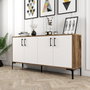 Hanah Home Kiev 160 Consola Industrial Nogal y Blanco 160cm Elegante y Funcional