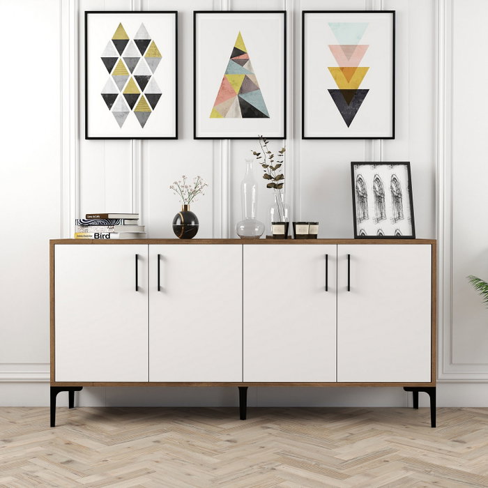 Hanah Home Kiev 160 Consola Industrial Nogal y Blanco 160cm Elegante y Funcional Hanah Home Kiev 160 Consola Industrial Nogal y Blanco 160cm Elegante y Funcional