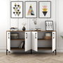 Hanah Home Kiev 160 Consola Industrial Nogal y Blanco 160cm Elegante y Funcional