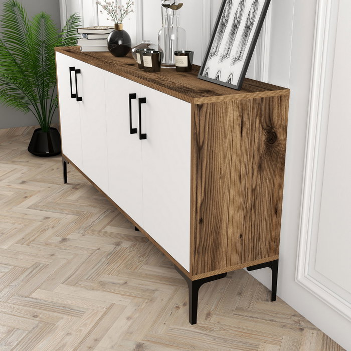 Hanah Home Kiev 160 Consola Industrial Nogal y Blanco 160cm Elegante y Funcional Hanah Home Kiev 160 Consola Industrial Nogal y Blanco 160cm Elegante y Funcional