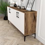 Hanah Home Kiev 160 Consola Industrial Nogal y Blanco 160cm Elegante y Funcional