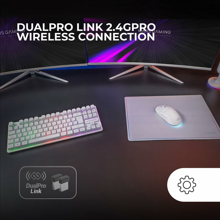 Mars Gaming Combo Gaming Inalámbrico 3 en 1 MCPWTKL con Teclado TKL, Ratón 3200 DPI y Alfombrilla