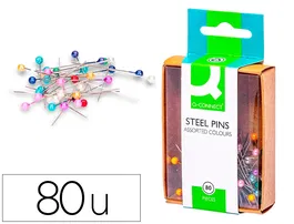 Q-connect Aguja señalizadora caja de 80 unidades colores surtidos