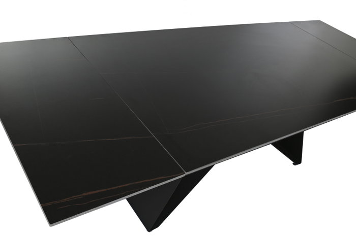 DKD Home Decor Mesa de Comedor Extensible de Metal y Cerámica Negra