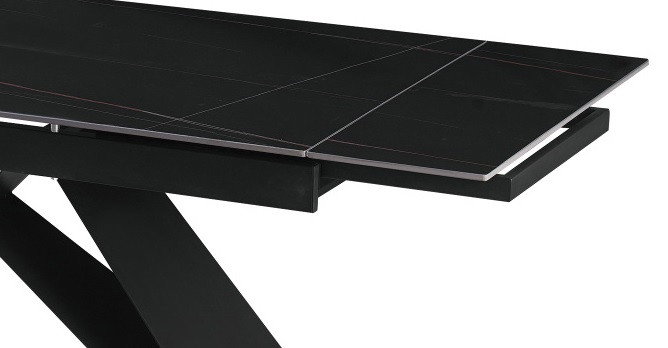 DKD Home Decor Mesa de Comedor Extensible de Metal y Cerámica Negra