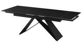 DKD Home Decor Mesa de Comedor Extensible de Metal y Cerámica Negra
