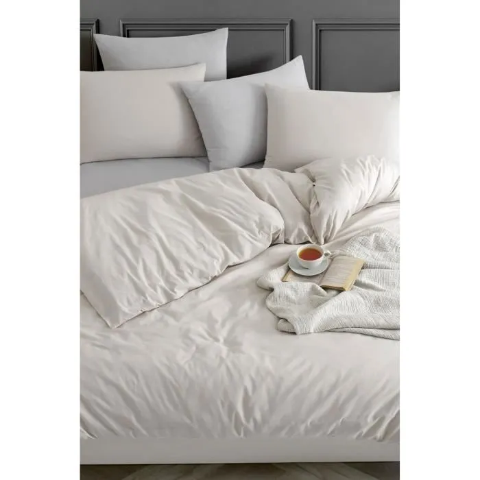 Juego de Cama 220x240 cm + 2 Fundas de Almohada 60x60 cm 70% Algodón 30% Poliéster Beige ASI8684283020133