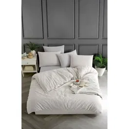 Juego de Cama 220x240 cm + 2 Fundas de Almohada 60x60 cm 70% Algodón 30% Poliéster Beige ASI8684283020133