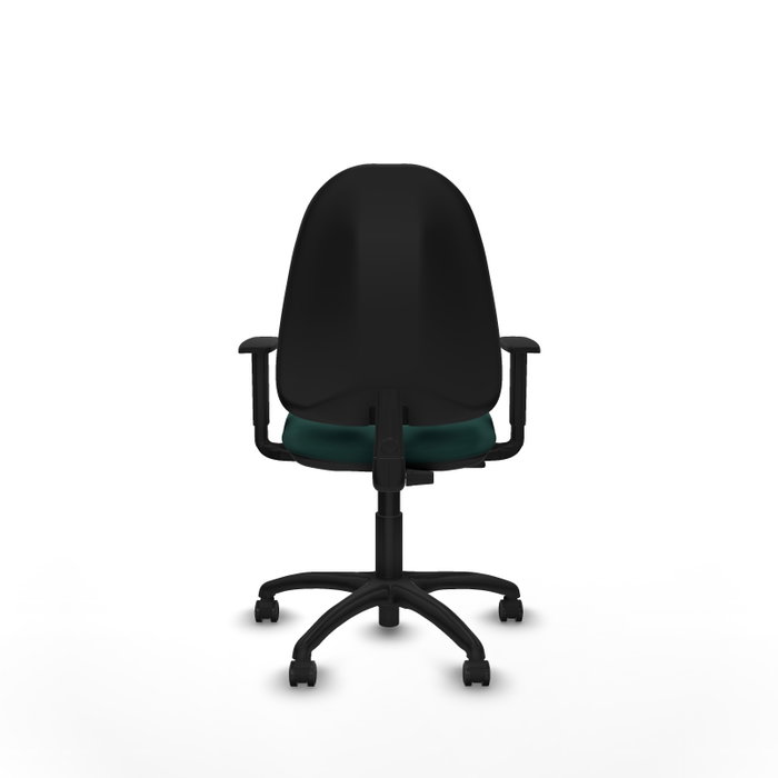 Silla de oficina Algarra con mecanismo Contacto permanente básico tapizada con Similpiel color Verde botella. Equipada con Base poliamida negra, Brazos 1D y Ruedas de parqué Silla de oficina Algarra con mecanismo Contacto permanente básico tapizada con Similpiel color Verde botella. Equipada con Base poliamida negra, Brazos 1D y Ruedas de parqué