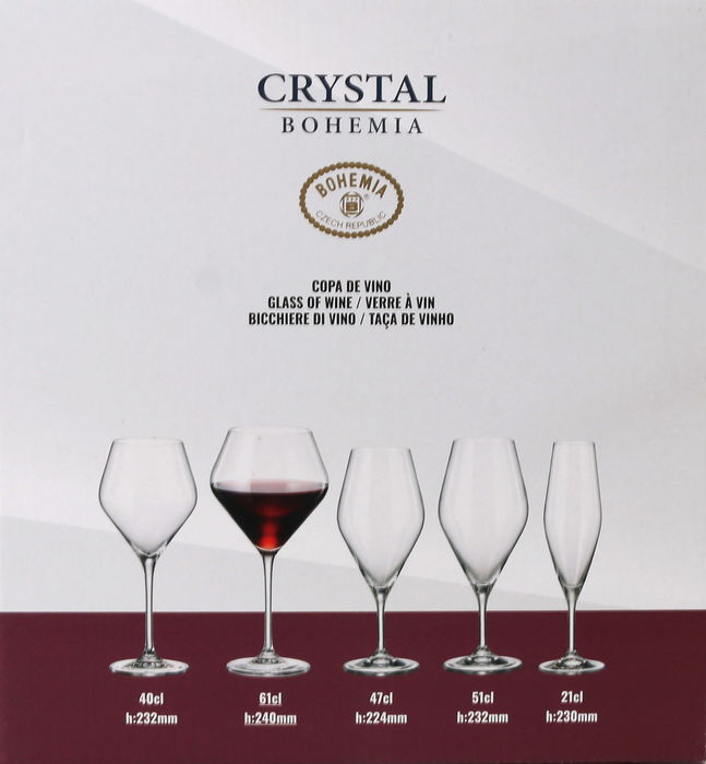 Bohemia Set 6 Copas de Vino Galaxia 610 cc - 25 cm Alto x 12 cm Ancho x 8 cm Largo (4 Cajas)