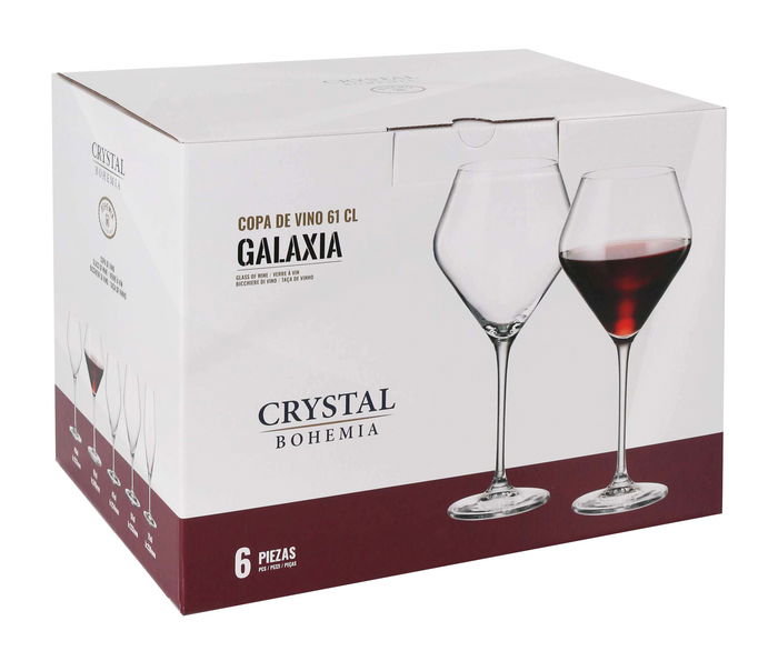 Bohemia Set 6 Copas de Vino Galaxia 610 cc - 25 cm Alto x 12 cm Ancho x 8 cm Largo (4 Cajas)
