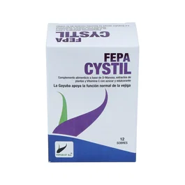 Fepadiet Fepa-Cystil 12 Sobres - Complemento Alimenticio con Manosa, Gayuba, Arándano y Vitamina C - Apoyo a la Función Normal de la Vejiga - 12 Unidades