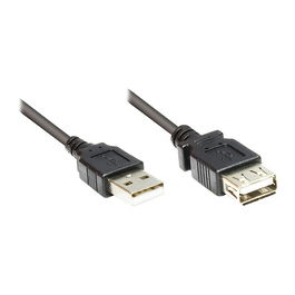 GoodConnections Cable de extensión USB 2.0 tipo A macho/hembra, 1.8 metros, negro, referencia ST-BU, Alcasa 2511-OF2S