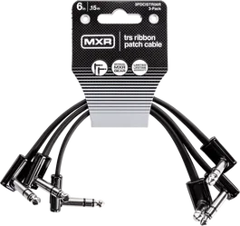 MXR Pack de 3 Cables de Patch Plano TRS Ribbon de 15,24 cm