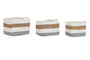 DKD Home Decor Set de 3 Cestas de Fibra y Algodón Blanco y Natural 36x27x27 cm